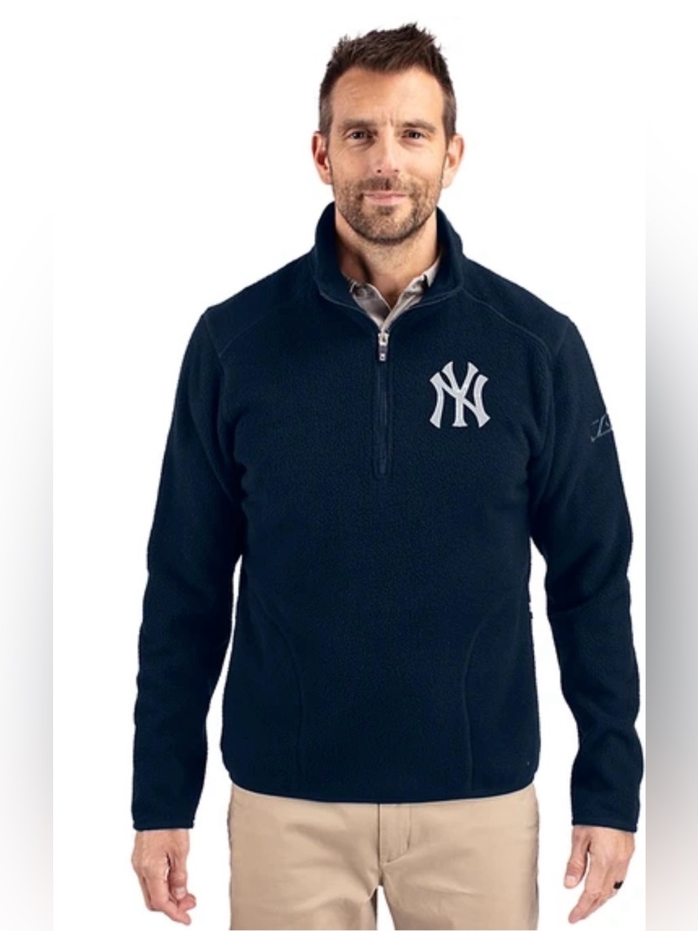 Cutter & Buck NYYankees Cascade Epic Comfort Recycled Sherpa Quarter Zip Size L